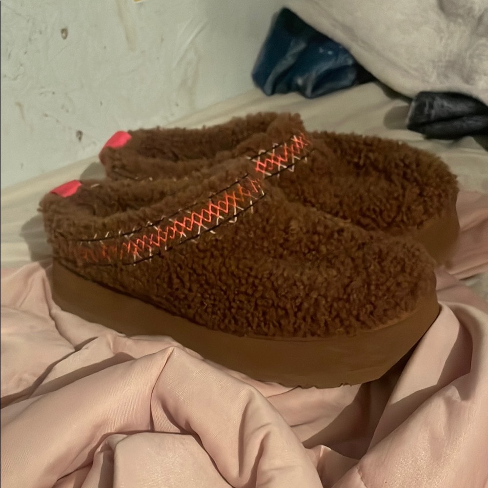 UGG Brown Platform Shoes with Pink and Orange Accents